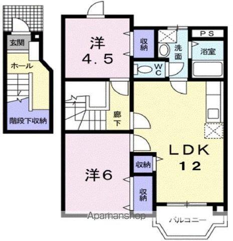 プロスパー大門(2LDK/2階)の間取り写真