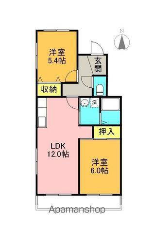 ハレルアナⅠ(2LDK/3階)の間取り写真