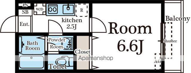 アトランティス(1K/1階)の間取り写真