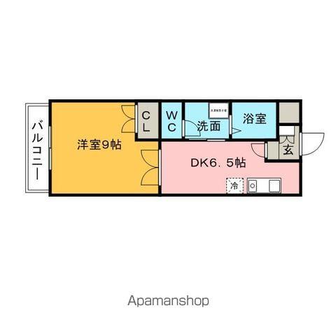 クラウンII津福(1DK/4階)の間取り写真