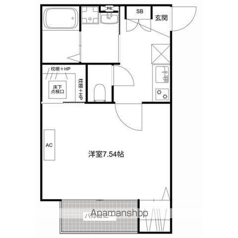 MQUARTO柏Ⅲ(1K/1階)の間取り写真