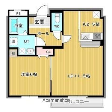 エターナル神山(1LDK/4階)の間取り写真