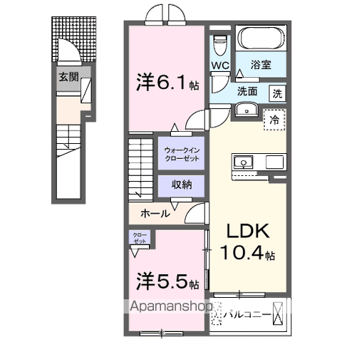 スパークル(2LDK/2階)の間取り写真