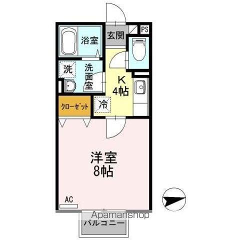 エルドラードB棟(1K/1階)の間取り写真