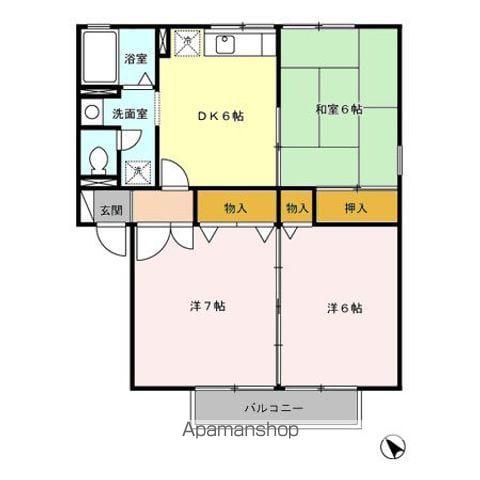 レジデンス95A棟(3DK/2階)の間取り写真