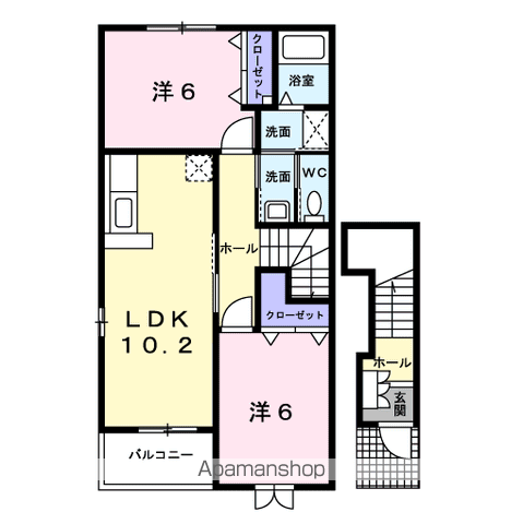 ユニゾン(2LDK/2階)の間取り写真