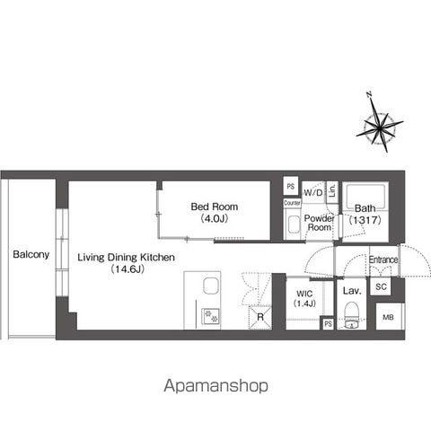 ルーウェ東大泉(1LDK/3階)の間取り写真