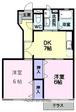 オランダ村E(2DK/1階)の間取り写真