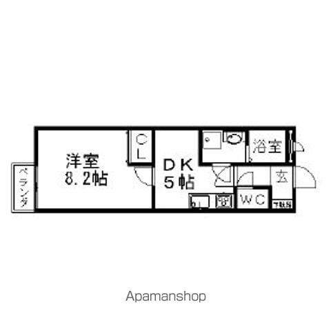 リナシメントA(1DK/1階)の間取り写真