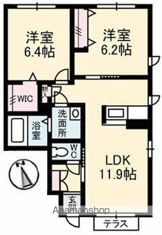 グランドール川口A(2LDK/1階)の間取り写真