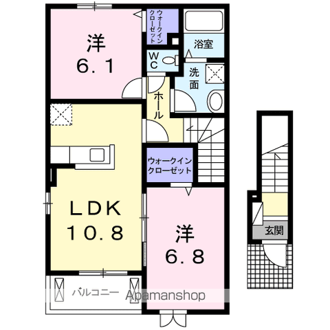 グランドソレイユⅡ(2LDK/2階)の間取り写真