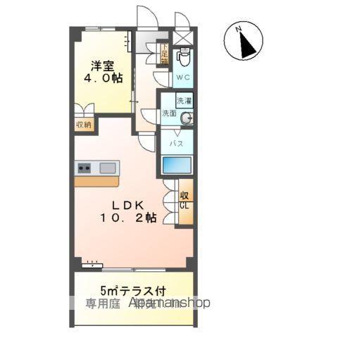 ディアフォンテーヌB(1LDK/1階)の間取り写真