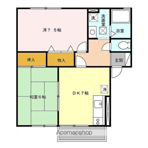 セジュール大住Ⅰ(2DK/1階)の間取り写真