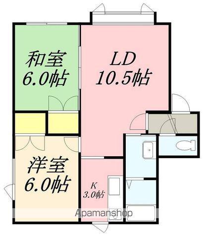 ハイツノースシティー(2LDK/1階)の間取り写真