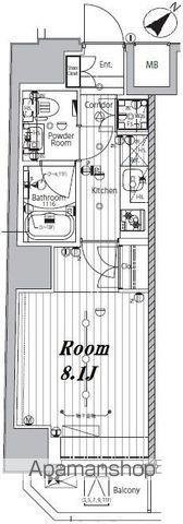 メイクスデザイン門前仲町GROVE(1K/10階)の間取り写真