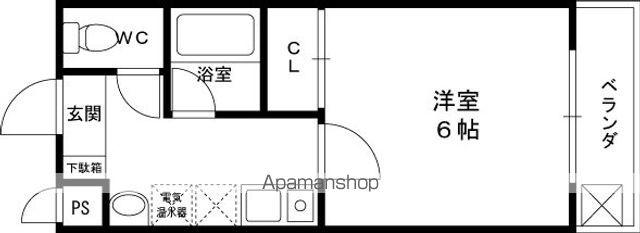 ナビ磐船(1K/2階)の間取り写真