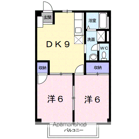 サンウェイ21Ⅰ(2DK/2階)の間取り写真