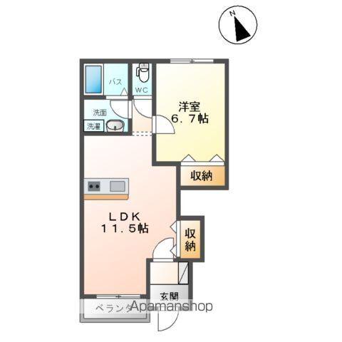 ルミエール・ド・ソレイユ(1LDK/1階)の間取り写真