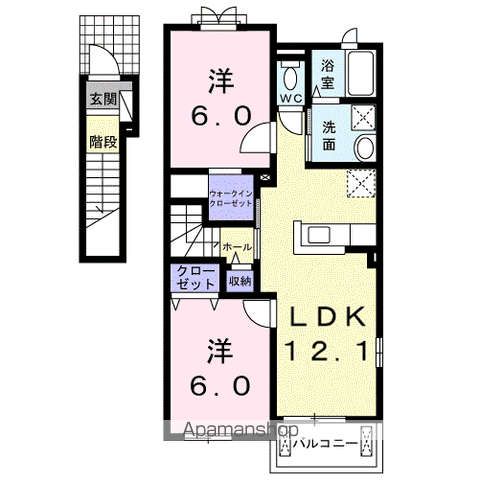 ディオーネ・ジ・エータ甲南(2LDK/2階)の間取り写真