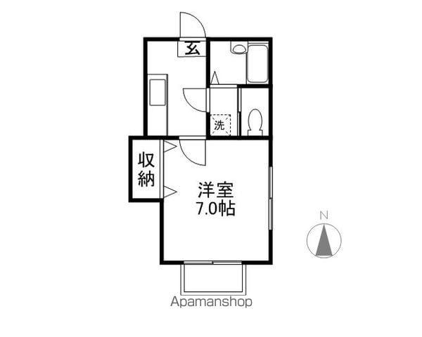 ハイツ虹(1K/1階)の間取り写真