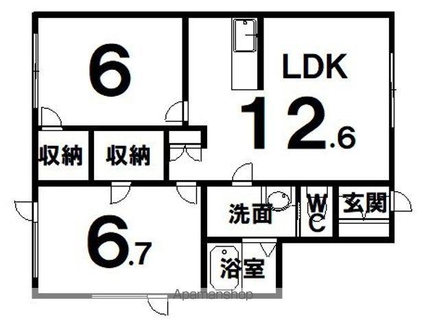 ビラ文苑3号館(2LDK/2階)の間取り写真