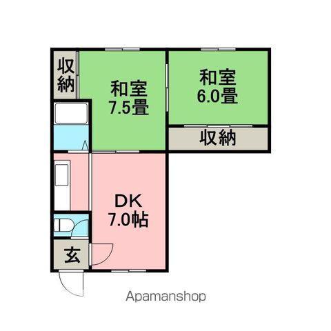 コーポL(2DK/2階)の間取り写真