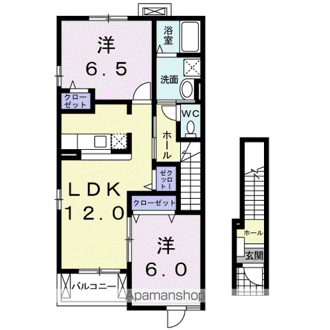 エレガンスヴィラⅢ(2LDK/2階)の間取り写真