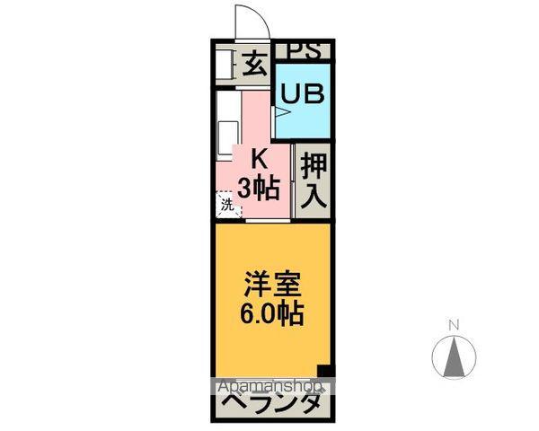 グランタイケイ(1K/2階)の間取り写真