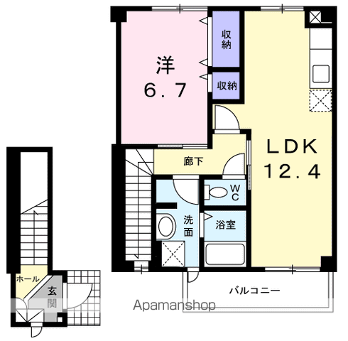 ニューシティ藤澤A棟(1LDK/2階)の間取り写真
