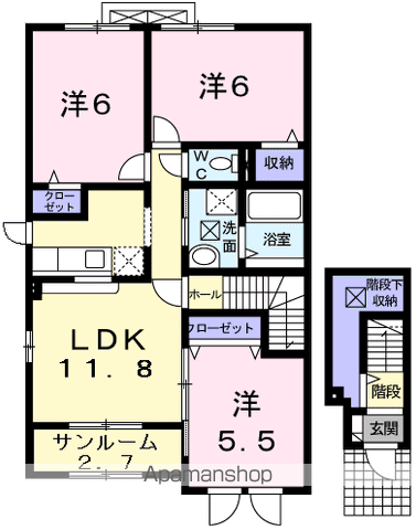 イーハトーヴC(3LDK/2階)の間取り写真