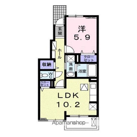 サニーヒルK(1LDK/1階)の間取り写真