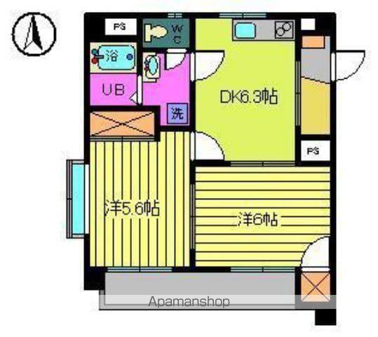 ライラックⅢ(2DK/2階)の間取り写真