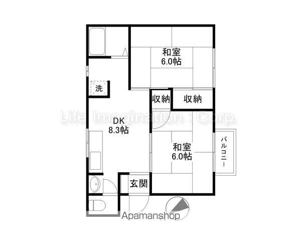 リベラルコーポ阪口(2DK/1階)の間取り写真