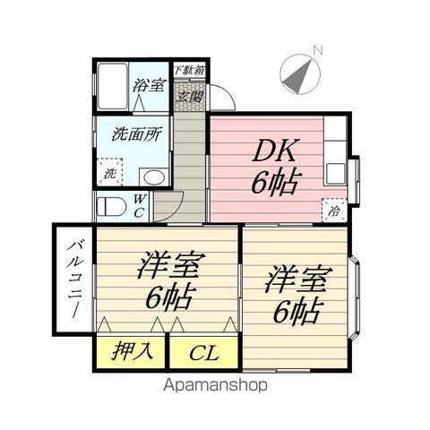 ブランドール鎌倉(2DK/2階)の間取り写真