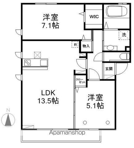 BLAU BAUM B棟(2LDK/1階)の間取り写真