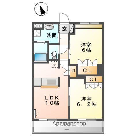 S.T SUN R(2LDK/2階)の間取り写真