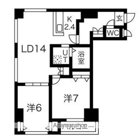 レゾ札幌(2LDK/4階)の間取り写真
