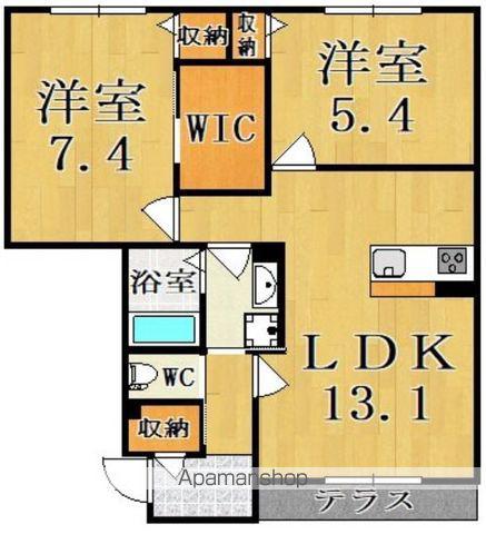 エレガンテシャーメゾン(2LDK/2階)の間取り写真