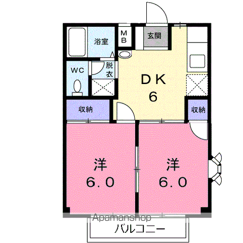 セピアコートSATO(2DK/2階)の間取り写真