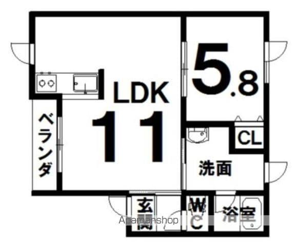 ラ・パーチェ緑ヶ丘(1LDK/1階)の間取り写真