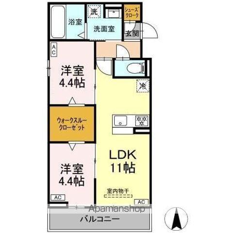 ルヴィータ大日(2LDK/3階)の間取り写真
