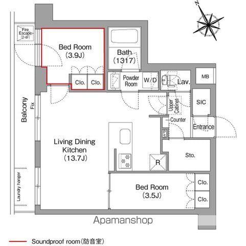 コンフォリア・リヴ平井MUTIO(2LDK/2階)の間取り写真