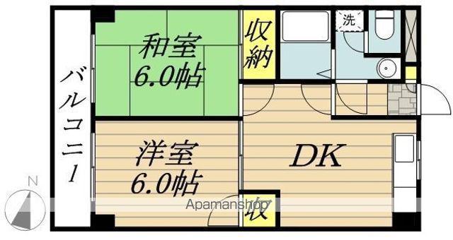 ファベール西浦和Ⅰ(2DK/4階)の間取り写真