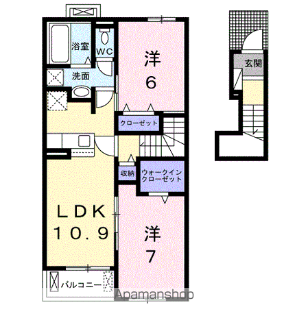 デリス・シャルマンⅡ(2LDK/2階)の間取り写真