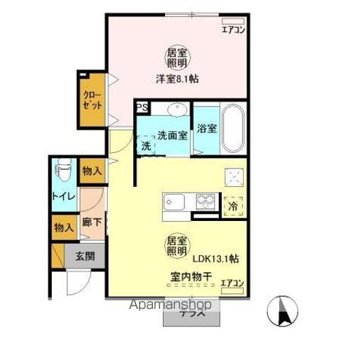 レガート知手C(1LDK/1階)の間取り写真