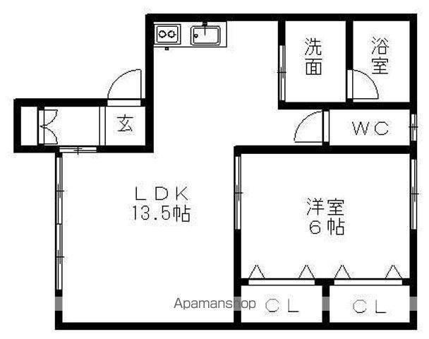 ハウスマルヒコ(1LDK/2階)の間取り写真