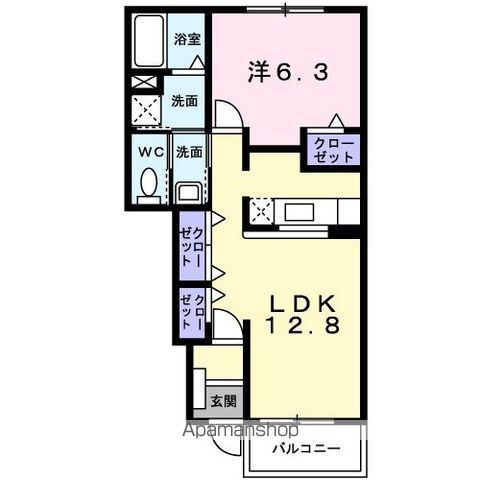 アンジェリカ A(1LDK/1階)の間取り写真
