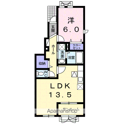 サンブロッサムC(1LDK/1階)の間取り写真