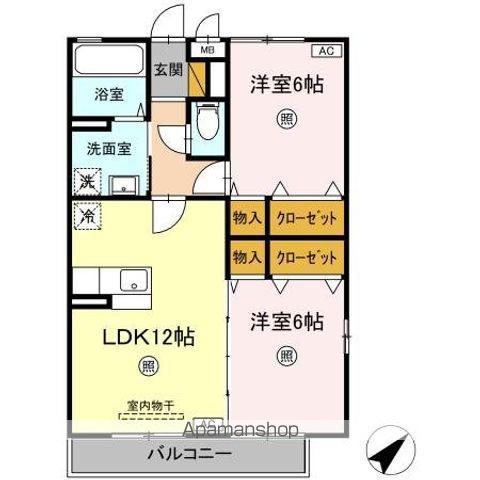 バニュルスⅣ(2LDK/2階)の間取り写真