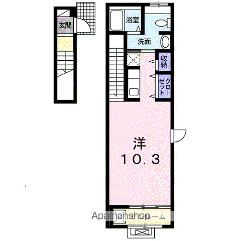 メゾン田園ヒルズⅠ(ワンルーム/2階)の間取り写真